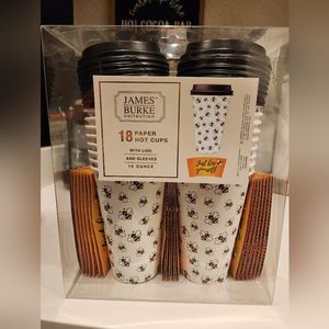 james burke collection | bumblebees | 18 16oz hot paper cups with lids + sleeves